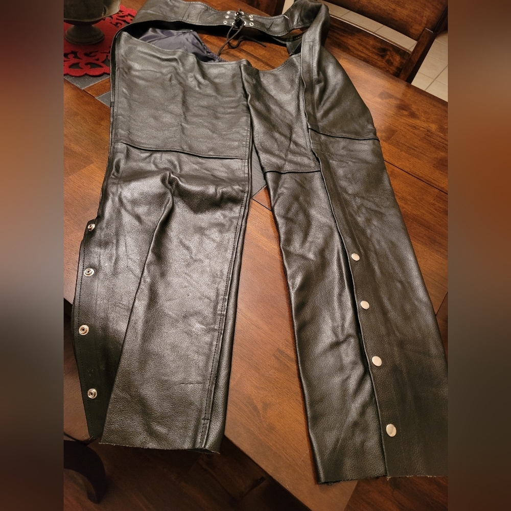 LEATHER GALLERY - Black Leather Chaps Men's Size XXXL
